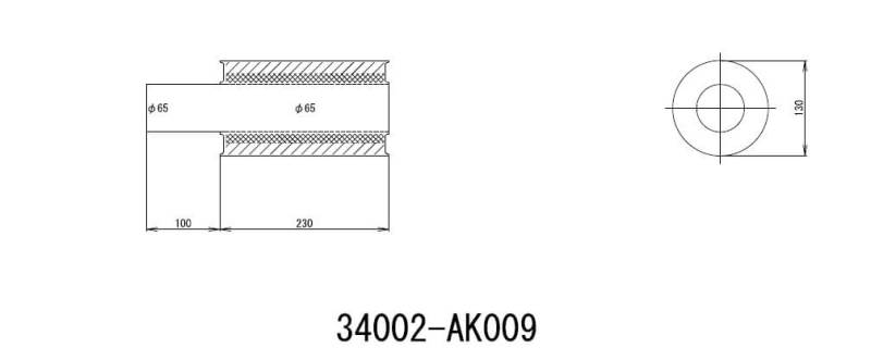HKS UNIVERSAL EX H/M SUS 130-65 w/o tail (MOQ: 8pcs) 34002-AK009