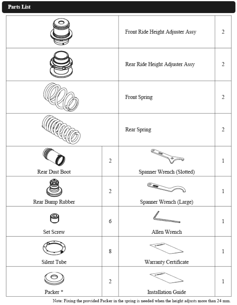 HKS TOYOTA SUPRA A90 ADJUSTABLE SPRING KIT 80280-AT001