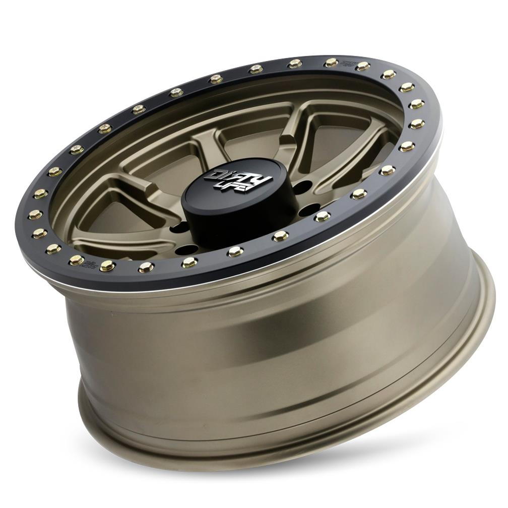 Dirty Life Wheels 9304 DT-2 Dual-Tek Series Satin Gold Wheel with Simulated Beadlock Ring 9304-7970MGD