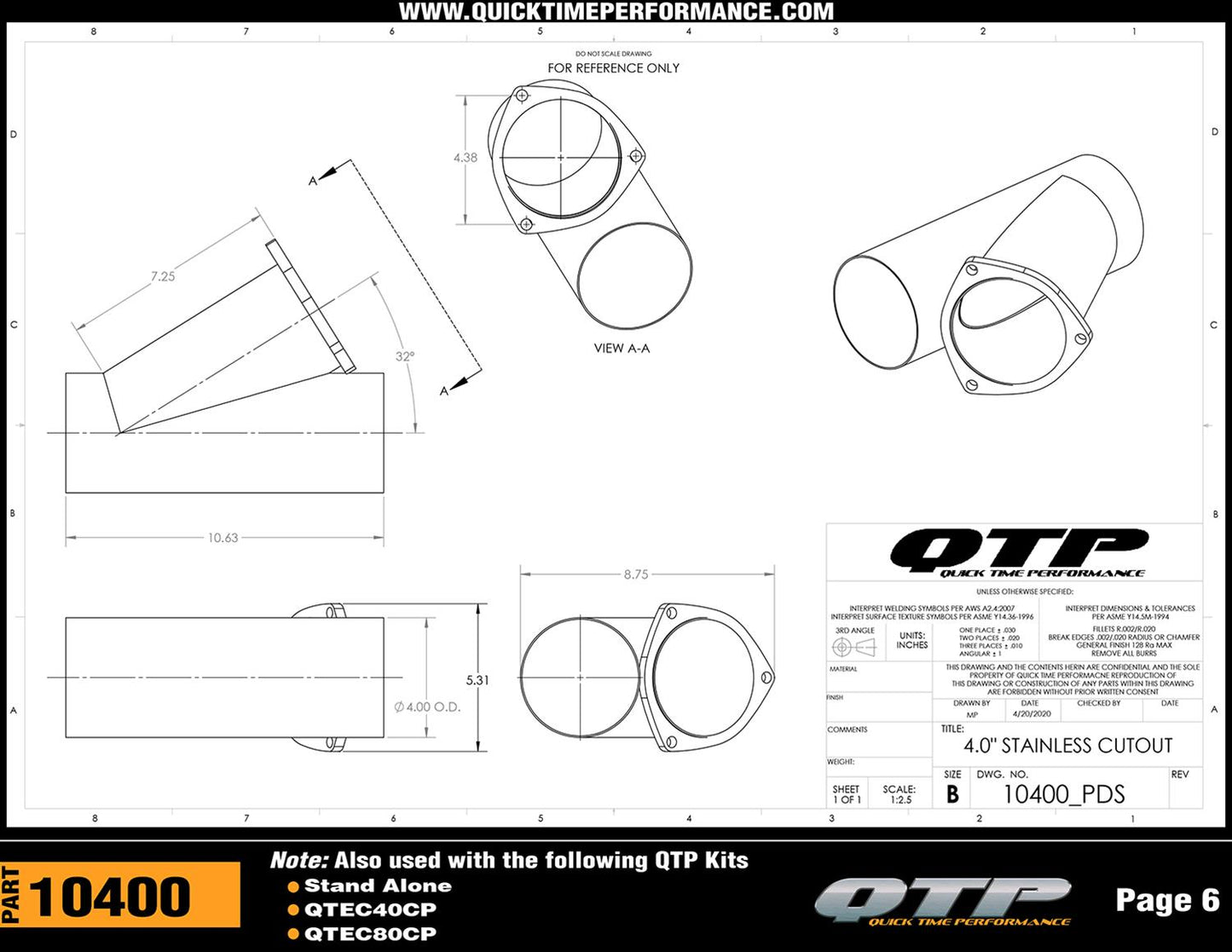 Quick Time Performance Exhaust Cutouts 10400