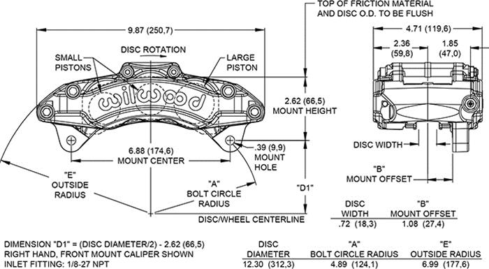 Wilwood AT6 Lug Mount Calipers 120-14850-RD