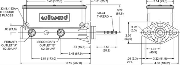 Wilwood Aluminum Tandem Master Cylinders 260-9439-BK