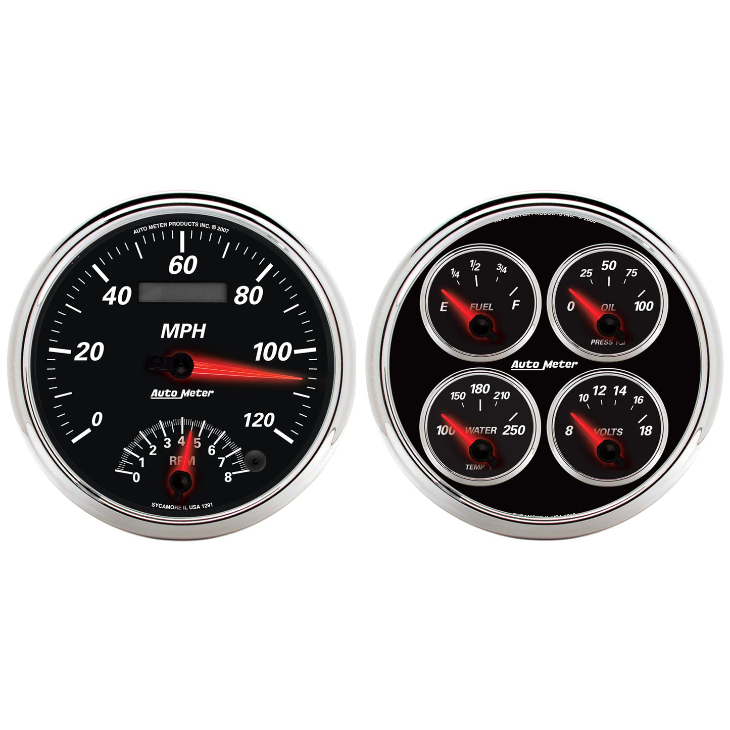 2 PC. GAUGE KIT 5 In. QUAD & SPEEDOMETER 240-33 O DESIGNER BLACK II