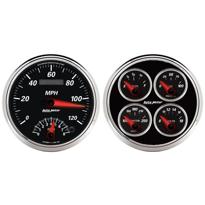2 PC. GAUGE KIT 5 In. QUAD & SPEEDOMETER 240-33 O DESIGNER BLACK II