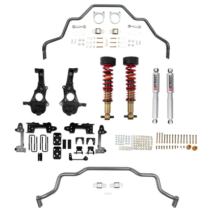BELLTECH 1040HK PERF HANDLING KIT COMPLETE KIT INC. HEIGHT ADJUSTABLE FRONT COILOVERS & REAR SWAY BAR 2019-2023 GM SILVERADO/SIERRA 1500 2WD (ALL CABS) SHORT BED 2-4IN. F / 6IN. R