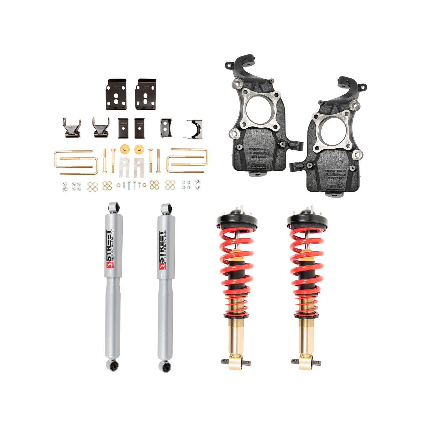 BELLTECH 1051SPC PERF COILOVER KIT Complete Kit Inc. Height Adjustable Front Coilovers 2021+ Ford F-150 2WD -3in. To -5.5in.F / -6.5in. R