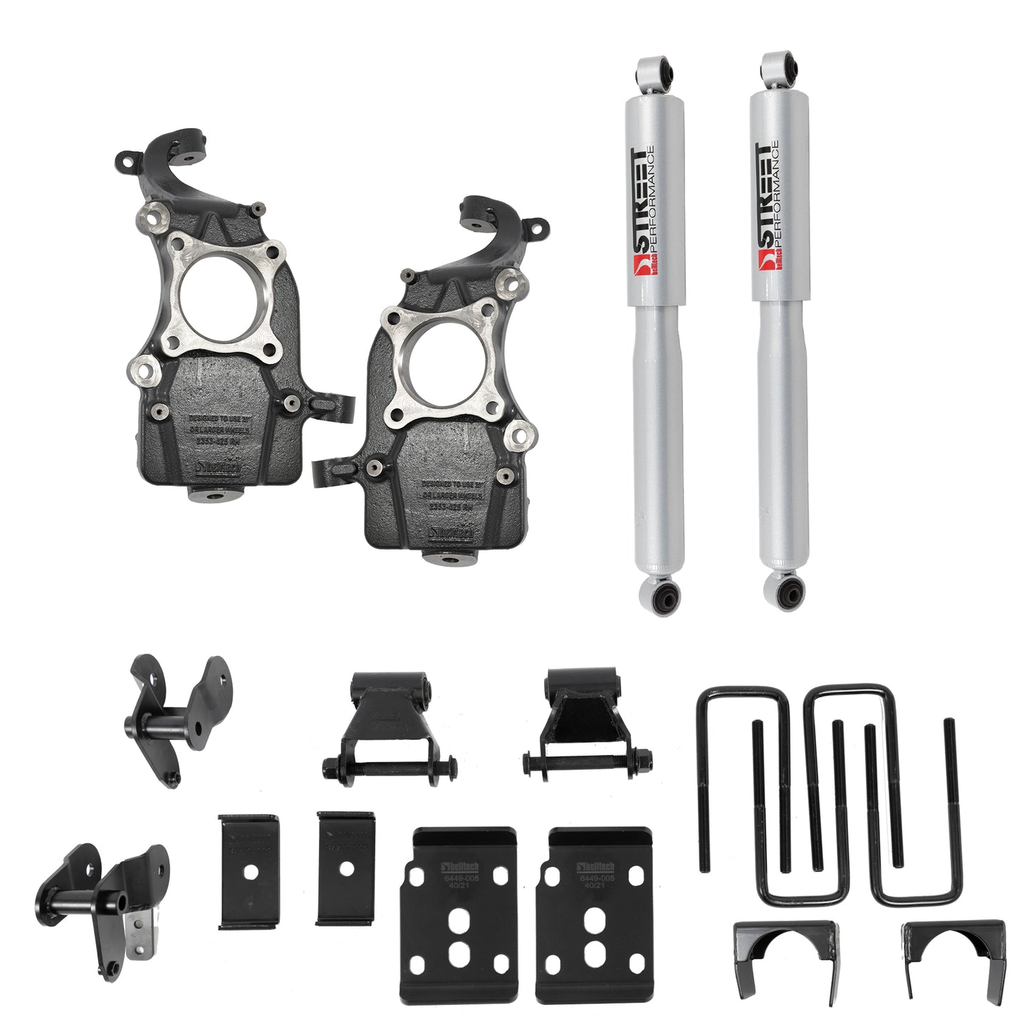 BELLTECH 1052SP LOWERING KIT FRONT AND REAR COMPLETE KIT W/ STREET PERFORMANCE SHOCKS 2021+ Ford F-150 2WD -2in. F/ -4.5in. R