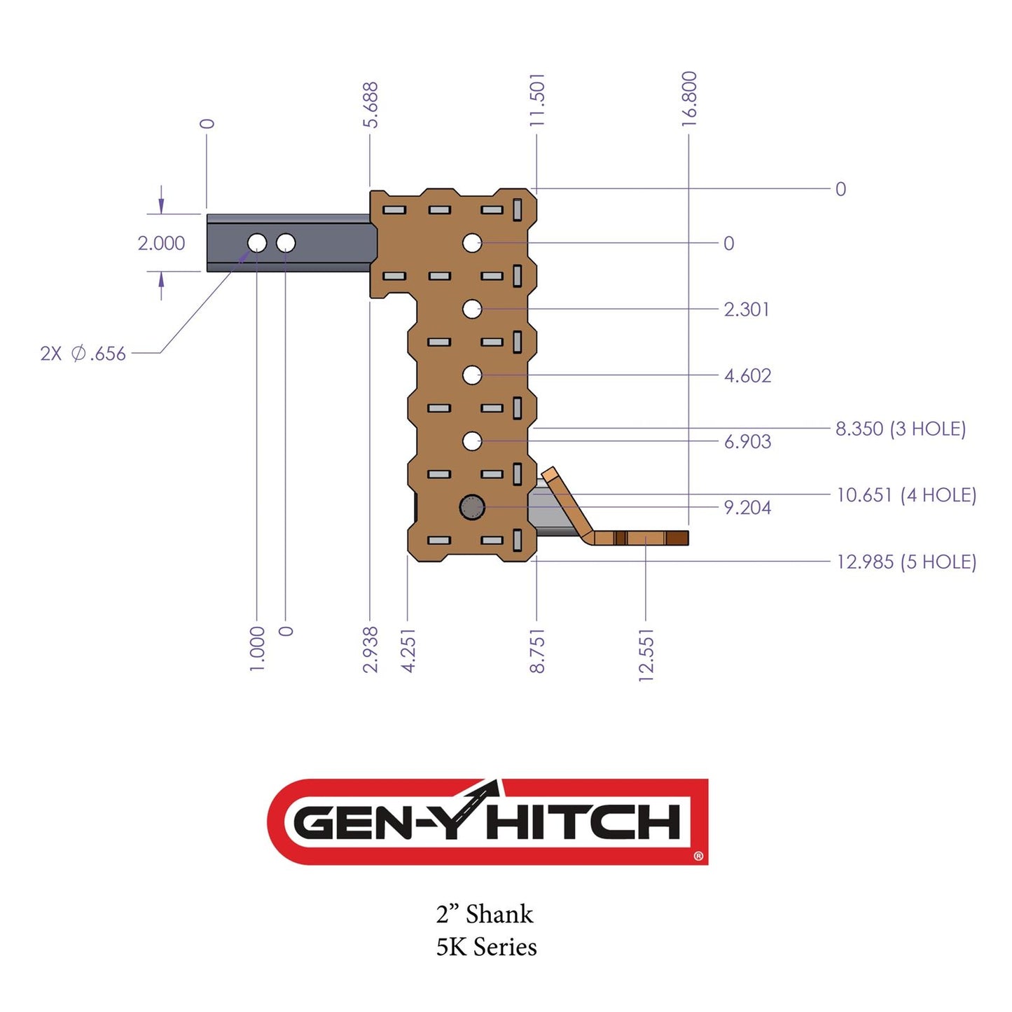 Gen-Y Phantom X Tactical Adjustable Drop Hitches GH-13154X