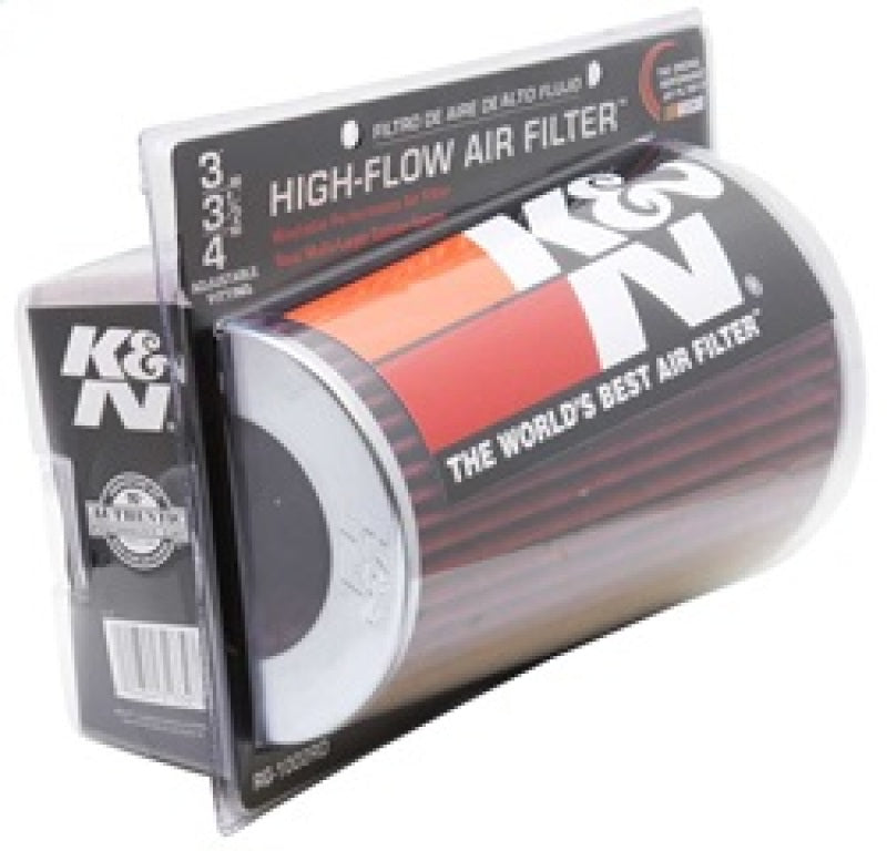 K&N Universal Air Filter Chrome Round Tapered Red - 4in Flange ID x 1.125in Flange Length x 9.5in H RG-1002RD