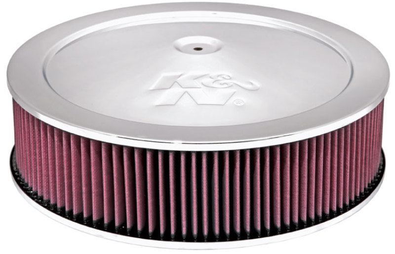 K&N 14in Red Custom Air Cleaner Assembly - 5.125in ID x 14in OD x 3.75in H x 1.25in Drop Base 60-1290