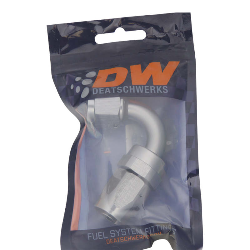 DeatschWerks 8AN Female Swivel 120-Degree Hose End CPE - Anodized Titanium 6-02-0823