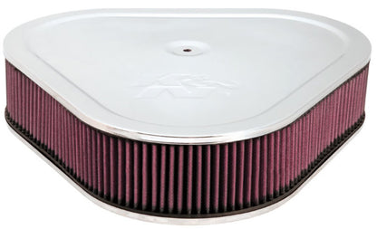 K&N Triangle Air Cleaner Assembly - Red - Size 14in - 5.125in Neck Flange x 3in Height 60-1470