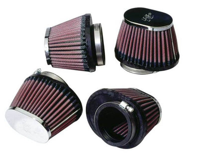 K&N Universal Chrome Oval Tapered Filter 2.125inFlgID x 4inBOL x 3inBOW x 3inTOL x 2inTOW x 2.75inH RC-0984