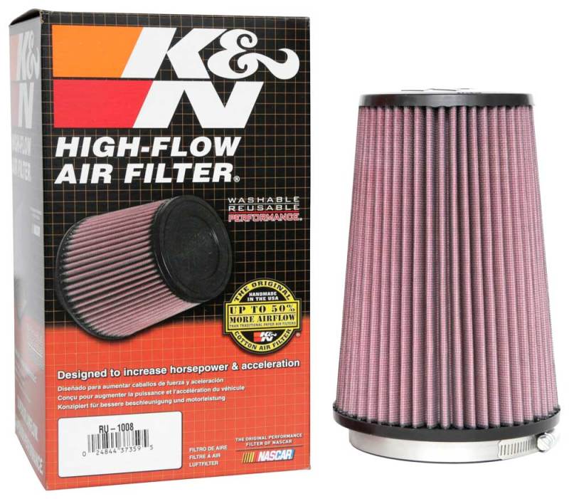 K&N Universal Clamp-On Air Filter 4-1/2in FLG / 5-7/8in B / 4-1/2in T / 8-3/8in H RU-1008