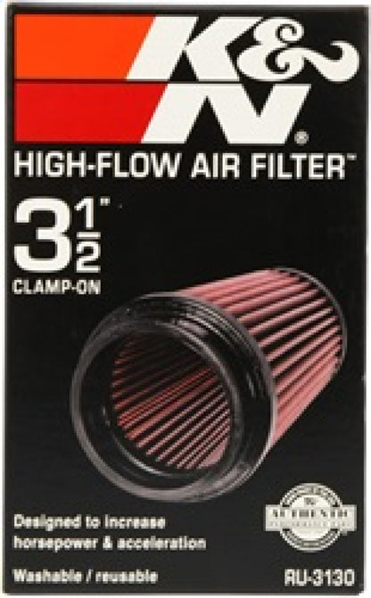 K&N Filter Universal Rubber Filter 3 1/2 inch Flange 4 5/8 inch Base 3 1/2 inch Top 7 inch Height RU-3130