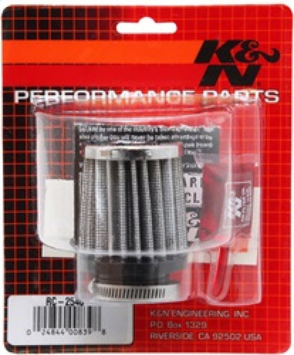 K&N Universal Chrome Filter 1 1/8 inch FLG / 2 1/4 inch Bottom / 2 inch Top / 2.5 inch Height RC-2540