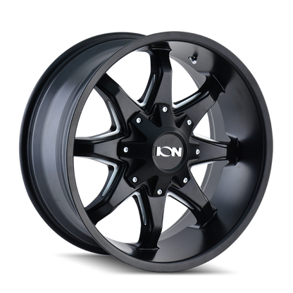 ION Type 181 20x9 / 5x127 BP / -12mm Offset / 87mm Hub Satin Black/Milled Spokes Wheel 181-2952M12