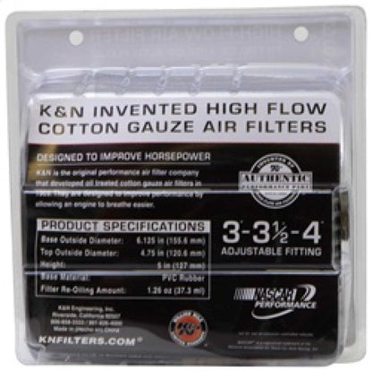 K&N Universal Filter Chrome Round Tapered White - 4in Flange ID x 1.125in Flange Length x 5.5in H RG-1001WT