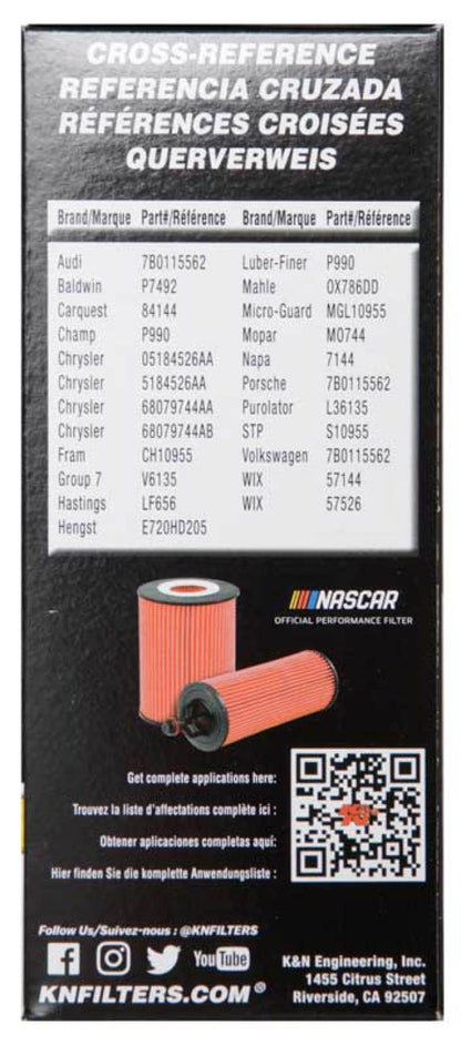 K&N Performance Oil Filter for 11-13 Chrysler 200/300 3.6L / 11-13 Dodge Durango 3.6L HP-7025
