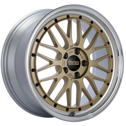 BBS LM 19x8.5 5x112 ET48 Gold Center Diamond Cut Lip Wheel -82mm PFS/Clip Required LM249GPK
