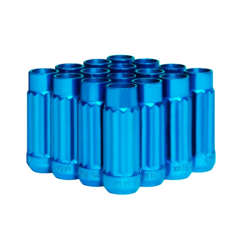 BLOX Racing Tuner 12P17 Steel Lug Nuts - Blue 12x1.25 Set of 16 12-Sided 17mm BXAC-00144-BL