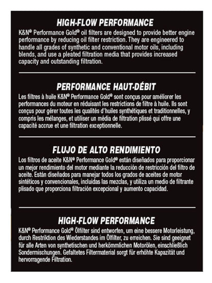 K&N Performance Oil Filter - 14-18 Fiat 500L 1.4L L4 Gas HP-7041