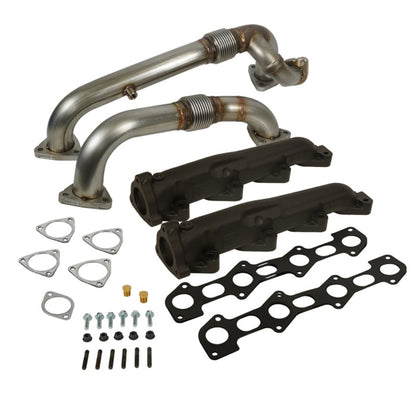 BD Diesel 08-10 Ford F-250/F-350/F-450/F-550 Powerstroke 6.4L Up Pipes Kit w/Manifold Set 1041484