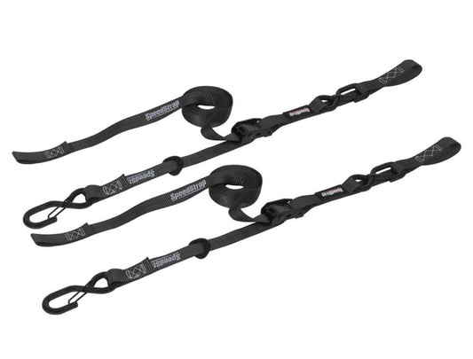 SpeedStrap 1In x 10Ft Cam-Lock Tie Down with Snap S-Hooks and Soft-Tie (2 Pack) - Black 13801-2