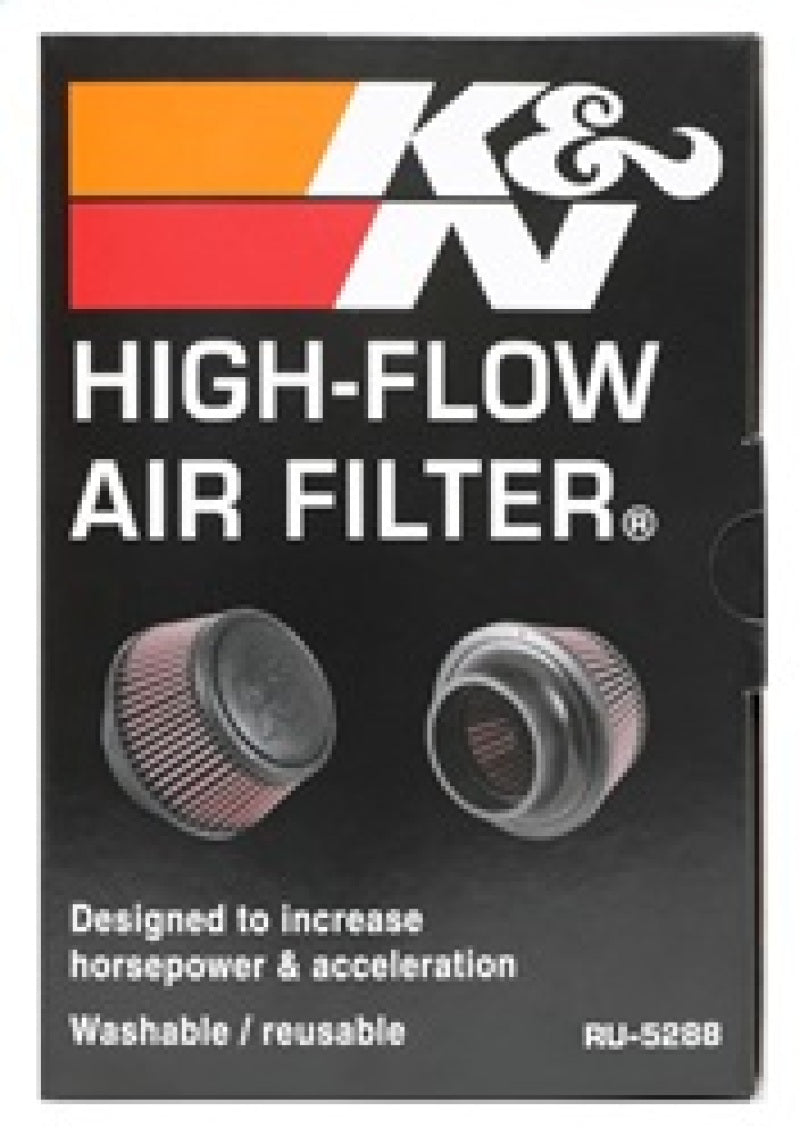 K&N Universal Round Clamp-On Air Filter 3in Flange ID x 6in Base OD x 4.625in Top OD x 3in Height RU-5288
