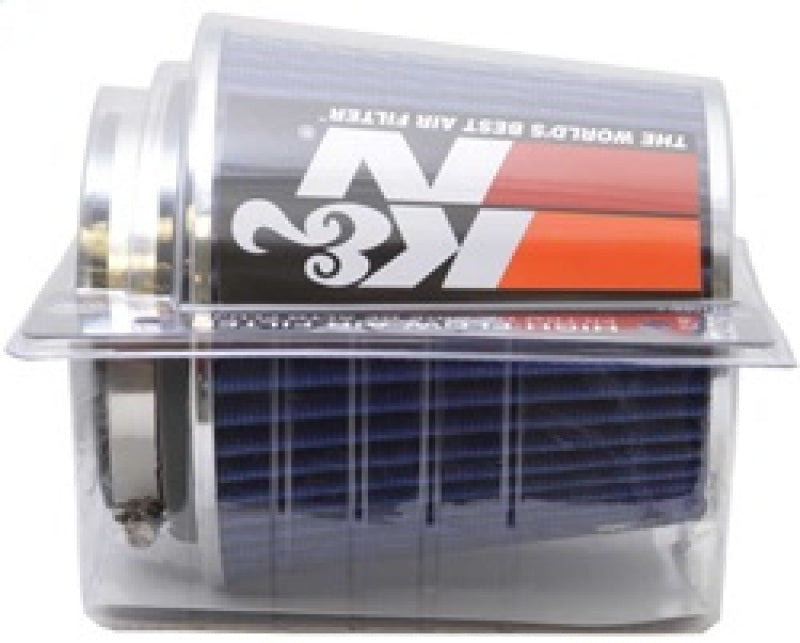 K&N Universal Air Filter Chrome Round Tapered Blue - 4in Flange ID x 1.125in Flange Length x 5.5in H RG-1001BL