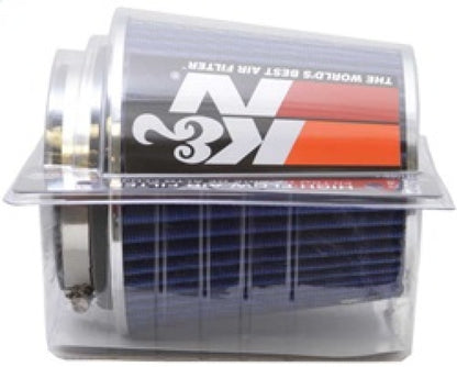 K&N Universal Air Filter Chrome Round Tapered Blue - 4in Flange ID x 1.125in Flange Length x 5.5in H RG-1001BL