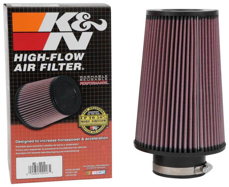 K&N Universal Rubber Filter 3inch FLG / 6inch OD-B / 4-5/8inch OD-T / 9inch L RE-0810