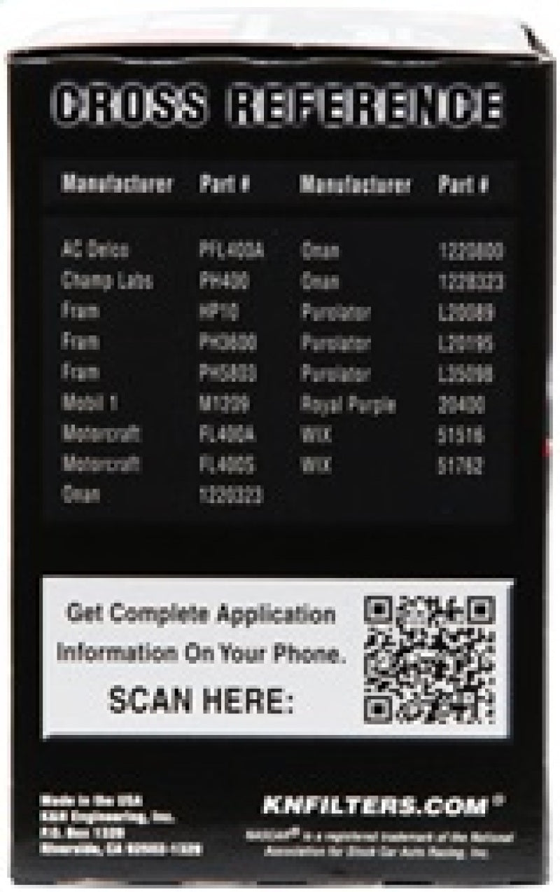 K&N Oil Filter for Ford/Lincoln/Mercury/Mazda/Chrysler/Dodge/Jeep/Jaguar 3in OD x 5.063in H PS-2009
