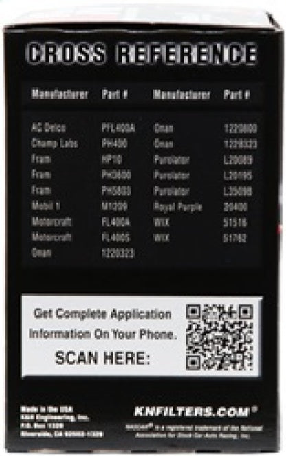 K&N Oil Filter for Ford/Lincoln/Mercury/Mazda/Chrysler/Dodge/Jeep/Jaguar 3in OD x 5.063in H PS-2009