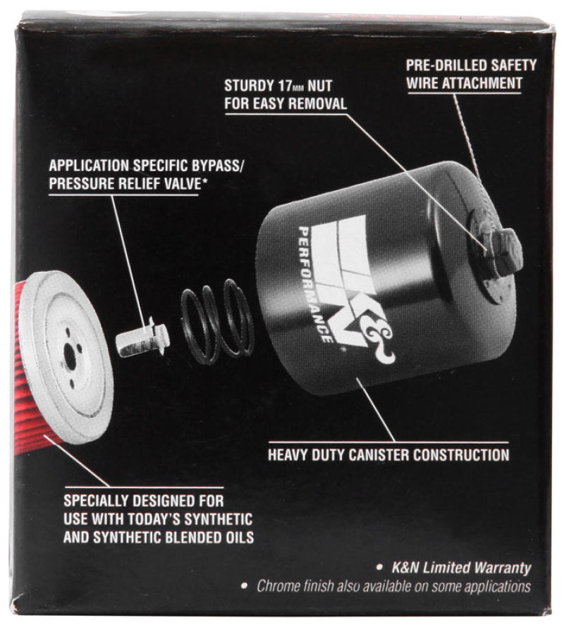 K&N Honda / Kawasaki / Arctic Cat / Suzuki / Triumph / Yamaha 2.594in OD x 2.813in H Oil Filter KN-204-1