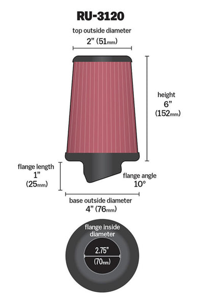K&N Universal Rubber Filter RU-3120