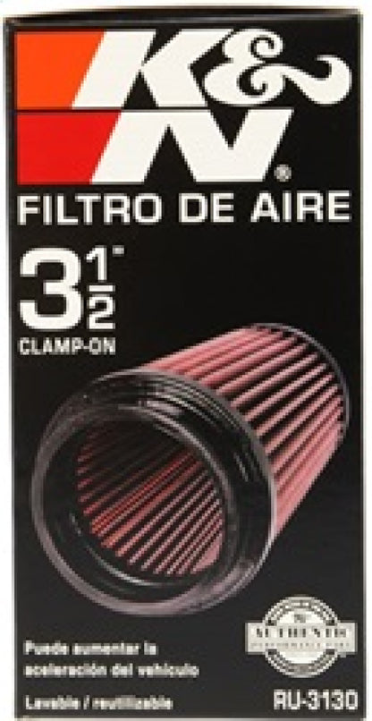 K&N Filter Universal Rubber Filter 3 1/2 inch Flange 4 5/8 inch Base 3 1/2 inch Top 7 inch Height RU-3130
