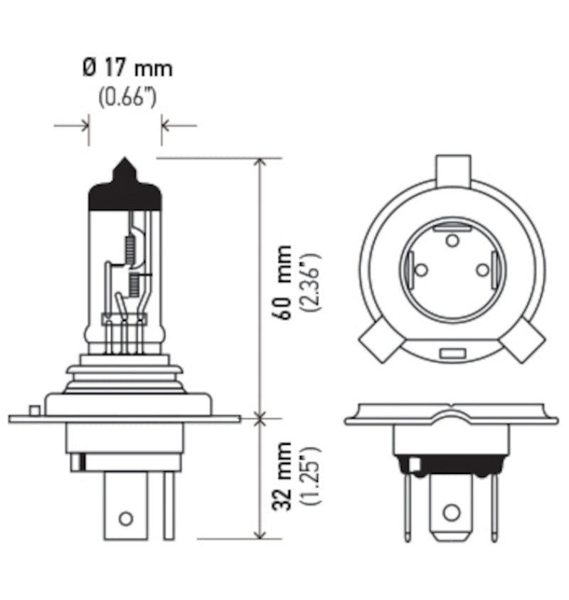 Hella Bulb H4 12V 60/55W P43t T4.625 +50 H4P50