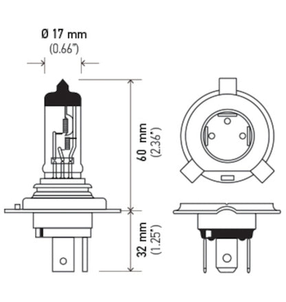 Hella Bulb H4 12V 60/55W P43t T4.625 +50 H4P50