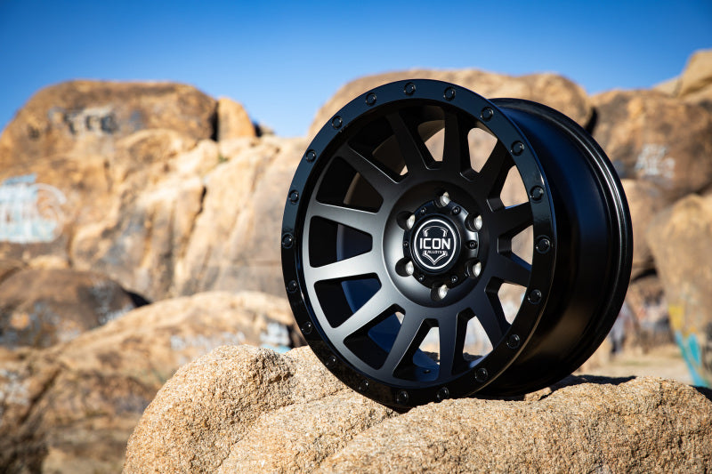 ICON Compression 17x8.5 6x5.5 0mm Offset 4.75in BS 106.1mm Bore Double Black Wheel 2017858347DB