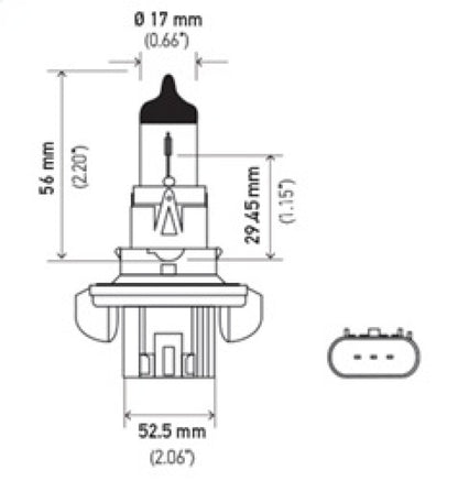 Hella Bulb H13 12V 60/55W P264T T4 +50 H13P50