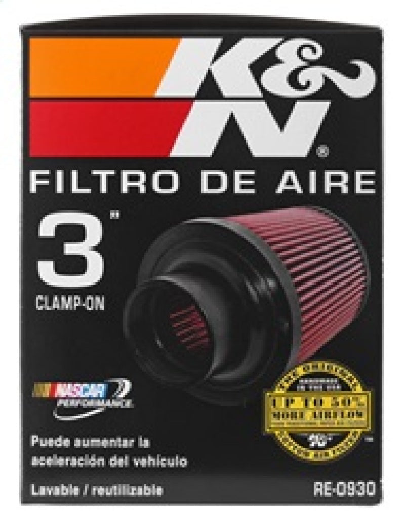 K&N Universal Rubber Filter - Round Tapered 6in Base OD x 3in Flange ID x 6in H RE-0930