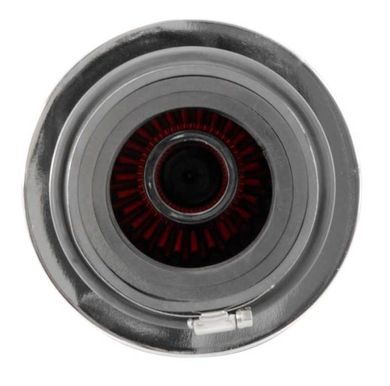 K&N Universal Air Filter Chrome Round Tapered Red - 4in Flange ID x 1.125in Flange Length x 9.5in H RG-1002RD