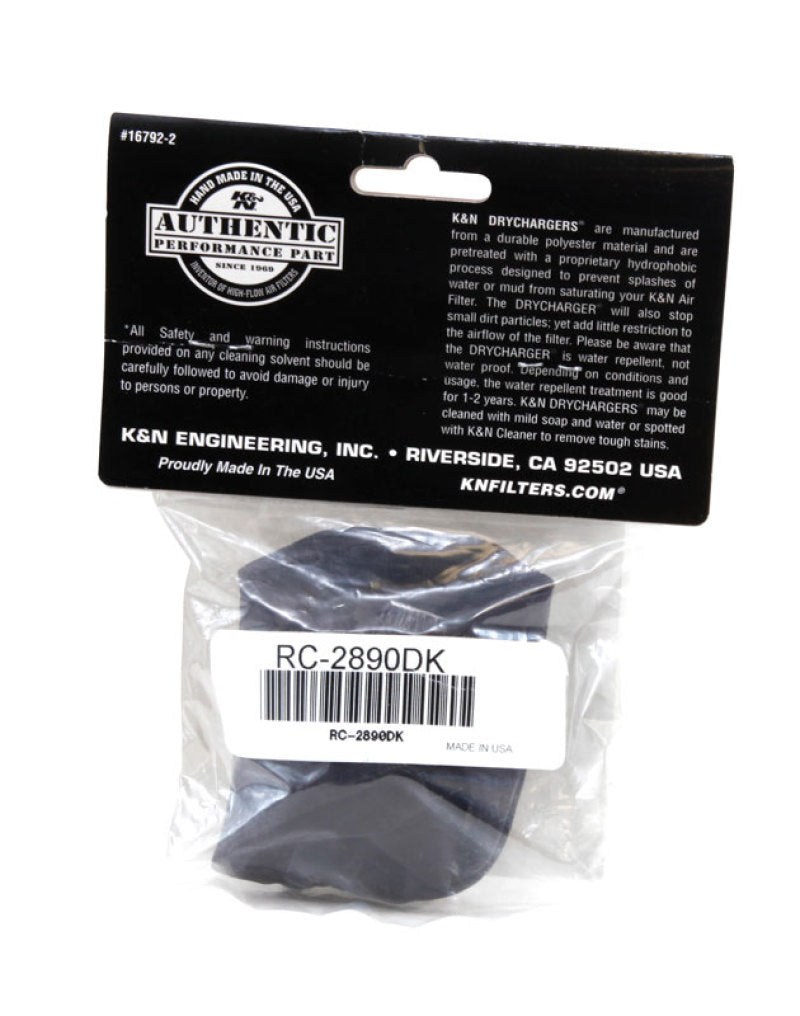K&N Air Filter Wrap Drycharger RC-2890 Black RC-2890DK