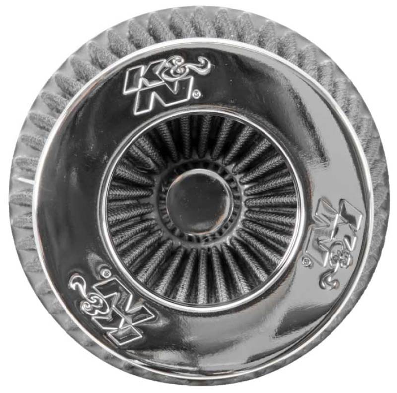 K&N Universal Filter Chrome Round Tapered White - 4in Flange ID x 1.125in Flange Length x 5.5in H RG-1001WT