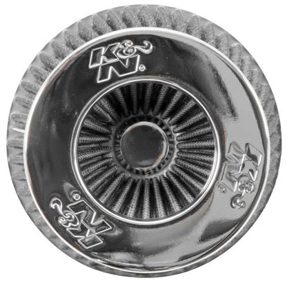 K&N Universal Filter Chrome Round Tapered White - 4in Flange ID x 1.125in Flange Length x 5.5in H RG-1001WT
