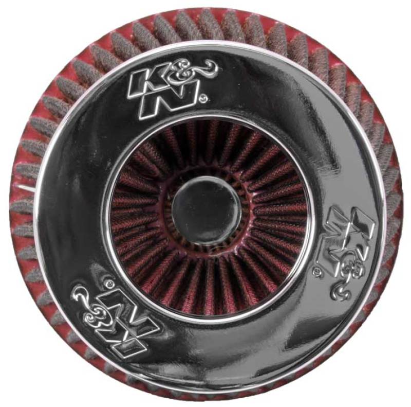 K&N Universal Air Filter Chrome Round Tapered Red - 4in Flange ID x 1.125in Flange Length x 5.5in H RG-1001RD