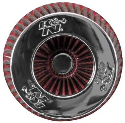 K&N Universal Air Filter Chrome Round Tapered Red - 4in Flange ID x 1.125in Flange Length x 5.5in H RG-1001RD