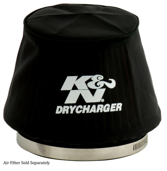 K&N Black Drycharger 6.25in Base ID / 4.375in Top ID / 4.125in Height Air Filter Wrap RU-5163DK