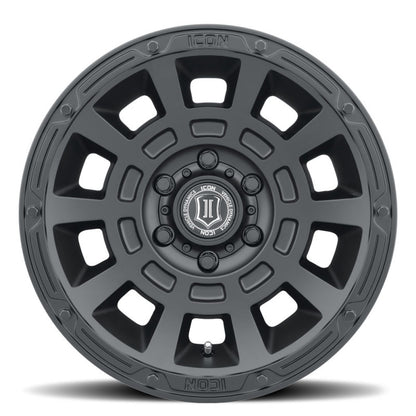 ICON Thrust 17x8.5 6x5.5 25mm Offset 5.75in BS 95.1mm Bore Satin Black Wheel 2817859057SB